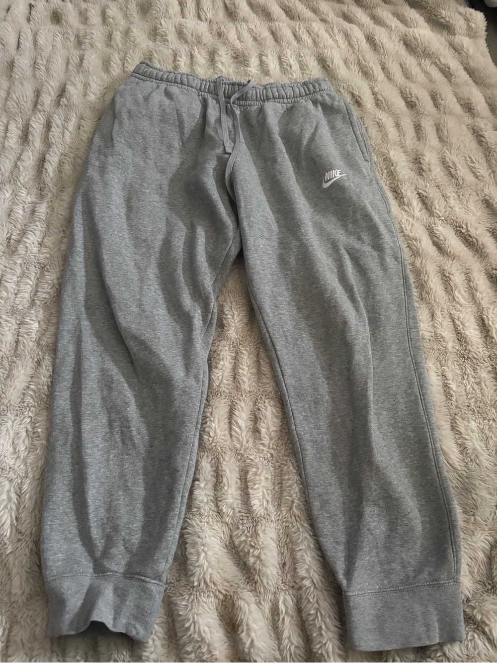 Nike Gray Men Sweatpants with White Swoosh